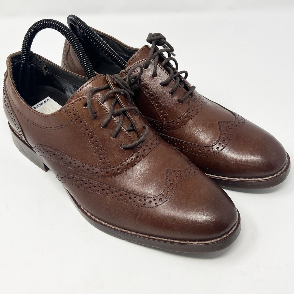 Johnston & Murphy Mens Size 8 M Brown Leather Cap Toe‎ Dress Shoes